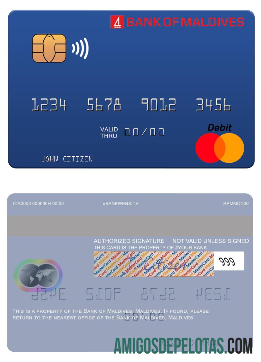 Maldives Bank Of Maldives Mastercard template